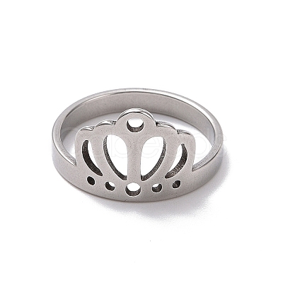 Non-Tarnish 201 Stainless Steel Crown Finger Ring RJEW-J051-49P-1