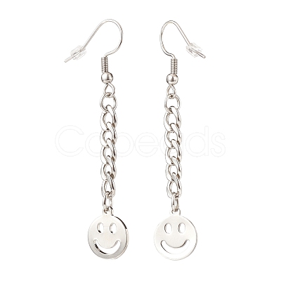 Curb Chains with Brass Charm Long Dangle Earrings EJEW-JE04963-04-1