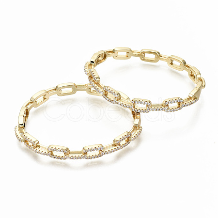 Brass Micro Pave Clear Cubic Zirconia Bangles BJEW-S142-015-NF-1