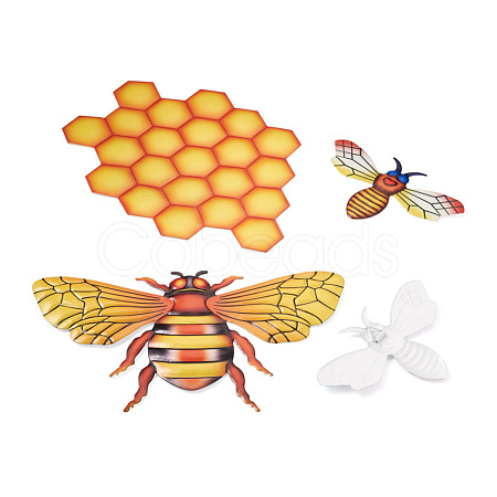 3D Iron Bee & Honeycomb Ornaments CF-TAC0001-19-1