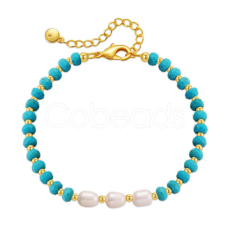 Natural Pearl & Synthetic Turquoise Beaded bracelet EY2763-1