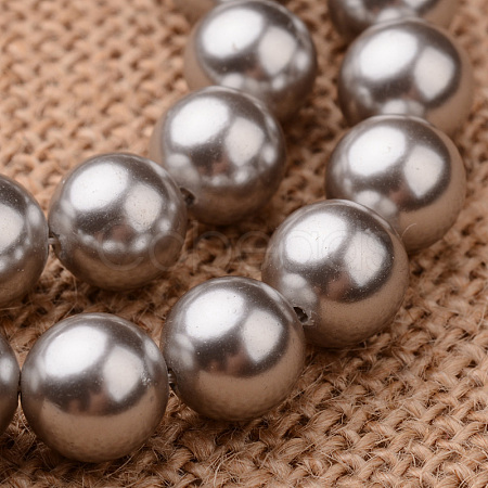 Polished Round Grade A Shell Pearl Bead Strands X-BSHE-M027-6mm-26-1