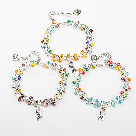 Glass Seed Beads Charm Bracelets BJEW-JB01171-1