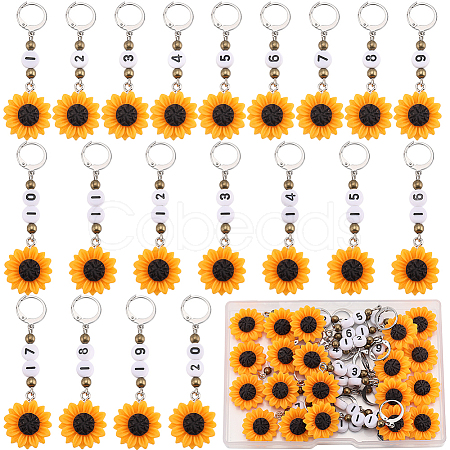 Resin Sunflower Pendant Decorations HJEW-SC00058-1