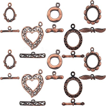 SUPERFINDINGS 10 Sets 5 Styles Brass Toggle Clasps KK-FH0004-14-1