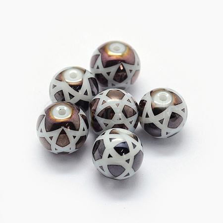 Opaque Spray Painted Glass Beads LAMP-P050-H01-10mm-1