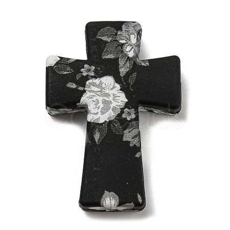 Cross with Flower Silicone Focal Beads X-SIL-G006-02G-1