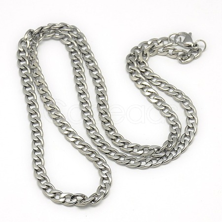 Tarnish Resistant Trendy Men's 201 Stainless Steel Chain Curb Necklaces NJEW-L043-40P-1