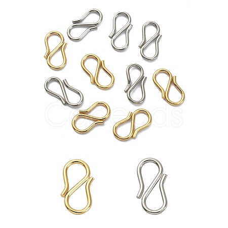 10Pcs 2 Colors 304 Stainless Steel S Hook Clasps STAS-YW0001-31-1