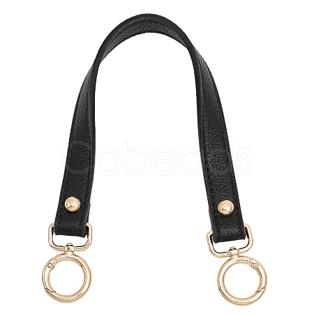 Black PU Imitation Leather Bag Handles DIY-WH0401-82KCG-1
