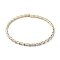 Real 18K Gold Plated Brass Cuff Bangles, with Rectangle Cubic Zirconia, Clear, Inner Diameter: 2-1/8 inch(5.5cm)