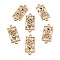 Alloy Rhinestone Connector Charms, Rectangle with Snake, Light Gold, Crystal, 26x11x2~2.5mm, Hole: 1.8mm