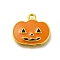 Halloween Theme Alloy Enamel Pendants, Golden, Pumpkin, 16x18x2.5mm, Hole: 1.8mm