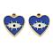 Ion Plating(IP) 304 Stainless Steel Enamel Charms, Real 18K Gold Plated, Heart Charm, Blue, 10.5x9.5x1mm, Hole: 1.2mm