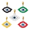 Handmade Glass Seeds European Dangle Charms, Glass Pearl & Resin Evil Eye Loom Large Hole Pendants, Golden, Mixed Color, 40mm, Hole: 5mm