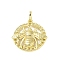 Brass Pendants, Flat Round with Bee, Real 18K Gold Plated, 31x30x3.7mm, Hole: 8x5mm