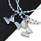 Opalite Faceted Butterfly  Pendant Necklaces, Glass Seed Beaded Necklaces for Women, 18.82 inch(47.8cm)