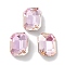 Glass Rhinestone Cabochons, Point Back & Back Plated, Faceted, Rectangle, Light Peach, 10x8x4.5mm