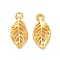 Rack Plating Alloy Pendants, Leaf Charms, Matte Gold Color, 19x8.5x2mm, Hole: 2mm