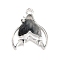 Rack Plating Alloy Resin Pendants, Fishtail, Black, 18x15x4mm, Hole: 1.8mm