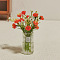 Resin Bouquet Vase, Micro Landscape Home Dollhouse Accessories, Pretending Prop Decorations, Orange Red, 20x80mm