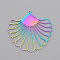 Ion Plating(IP) 201 Stainless Steel Pendants, Laser Cut, Leaf, Rainbow Color, 38x40x1mm, Hole: 1.6mm