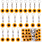 Resin Sunflower Pendant Decorations, with Acrylic Beads and 304 Stainless Steel Leverback Earring Findings, Dark Orange, 54~61mm, 20 style, 1pc/style, 20pcs/box