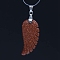 Synthetic Goldstone Pendants, with Platinum Tone Brass Findings, Wing, 35x17mm