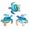 Wood Decoration, Turtle, Deep Sky Blue, 300x300x5mm, 3pcs/set