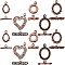 SUPERFINDINGS 10 Sets 5 Styles Brass Toggle Clasps, Cadmium Free & Lead Free, Rack Plating, Mixed Shapes, Red Copper, 2 sets/style