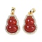 Brass Micro Pave Cubic Zirconia Pendants, with Carnelian, Gourd, Real 18K Gold Plated, 18.5x12x5.5mm, Hole: 4x2mm