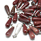 Natural Red Jasper Pendants, with Stainless Steel Snap On Bails, teardrop, 28~30x10~12mm, Hole: 6x4mm