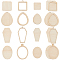 PandaHall Elite 16 Sets 4 Style Unfinished Wood Pendant & Cutout Set, for DIY Painting, Pyrography Craft, Mixed Shape, BurlyWood, 3.8~6.3x3.8x0.3cm, 4 sets/style