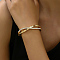 Elegant Roman Numerals Alloy Rhinestone Bangles for Women, Real 18K Gold Plated