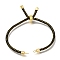 Braided Cotton Cord Slider Bracelet Making, with Rack Plating Brass Findings, Real 18K Gold Plated, Black, 8-5/8x1/8 inch(22x0.3cm), Hole: 2mm