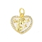 Brass Micro Pave Clear Cubic Zirconia Pendants, with Jump Ring and Enamel, Real 18K Gold Plated, Heart, 14x13.5x2mm, Hole: 3mm