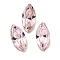 Glass Rhinestone Cabochons, Flat Back & Back Plated, Faceted, Horse Eye, Light Rose, 8x4x3mm