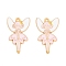 Rack Plating Alloy Enamel Pendants, Golden, Angel Charm, Misty Rose, 30x19x1.5mm, Hole: 1.8mm