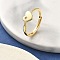 Brass Micro Pave Cubic Zirconia Adjustable Finger Rings for Women, Heart, Real 18K Gold Plated, 7mm, Inner Diameter: 19.5mm