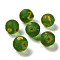 Handmade Frosted Lampwork Beads, Round, Dark Olive Green, 11.5~12.5mm, Hole: 2~2.5mm