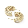 Half Round Brass with Cubic Zirconia Stud Earrings EJEW-Q811-28G-2