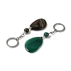 Iron with Alloy Natural Agate Pendant Keychain G-Q169-04P-2