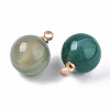 Natural Green Banded Agate Charms X-G-N332-024G-16-2
