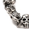 304 Stainless Steel Skull Link Chain Bracelets BJEW-E094-02AS-3