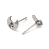 Crescent Moon 201 Stainless Steel Stud Earring Findings STAS-Q315-03P-2