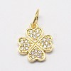 CZ Brass Micro Pave Cubic Zirconia Clover Charms ZIRC-L018-12-2