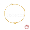 925 Sterling Silver Hollow Heart Link Bracelet for Women BJEW-F455-02G-1