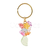 Transparent Leaf & Flower Acrylic Keychains with Iron Split Key Ring KEYC-JKC00424-2