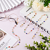 2Pcs 2 Color Brass Moon & Star & Glass Flat Round Link Chain Eyeglasses Chains AJEW-AB00068-4