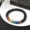 Dyed Natural Lava Rock Disc Beaded Stretch Bracelets for Women BJEW-JB09669-2